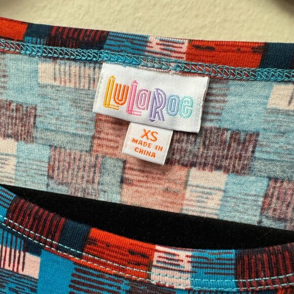 LuLaRoe Julia Dress Navy, Red, Blue Geometric Pattern NWT size XS - Picture 4 of 11